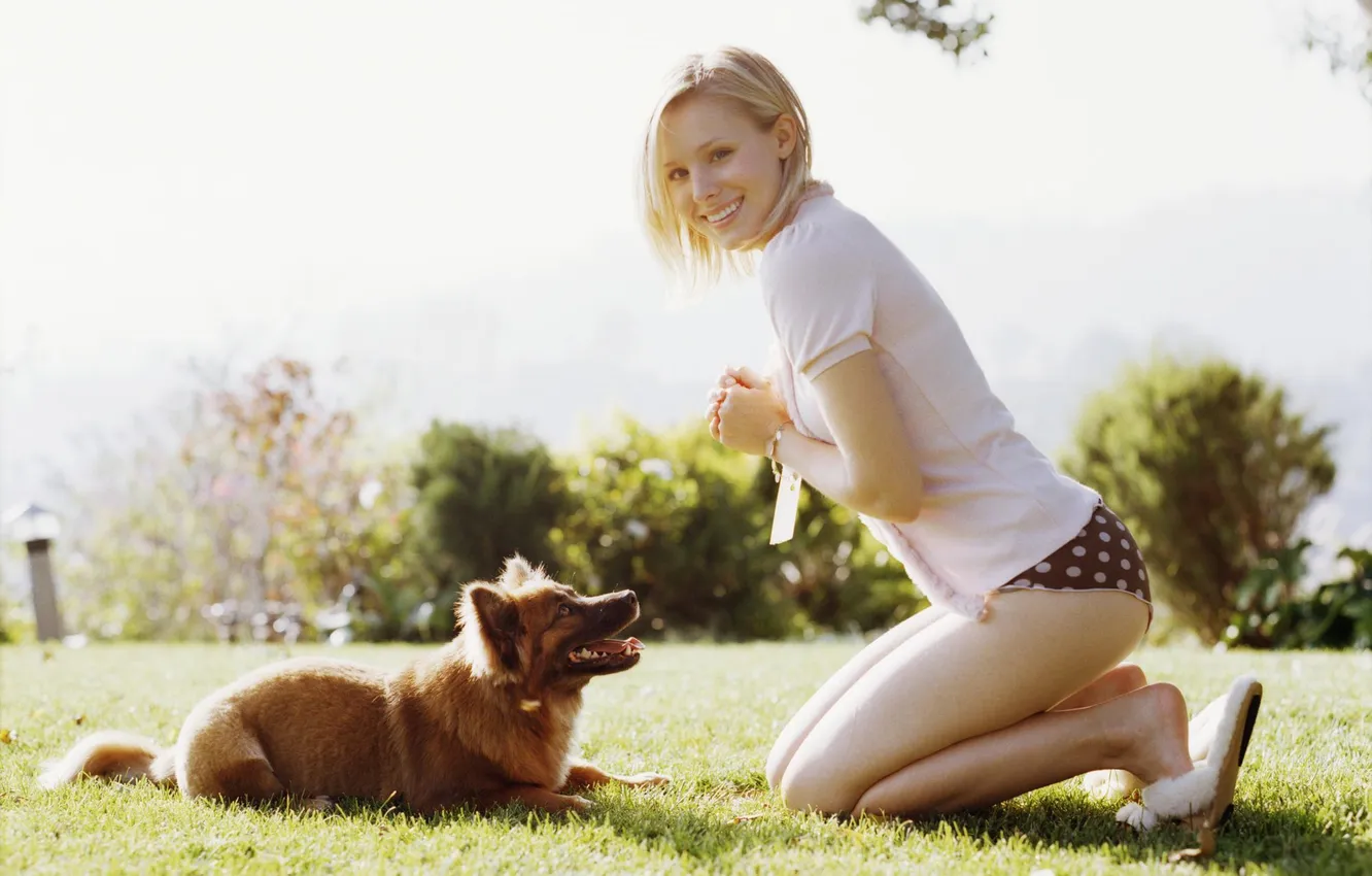 Photo wallpaper panties, dog, Kristen Bell, Kristen Bell