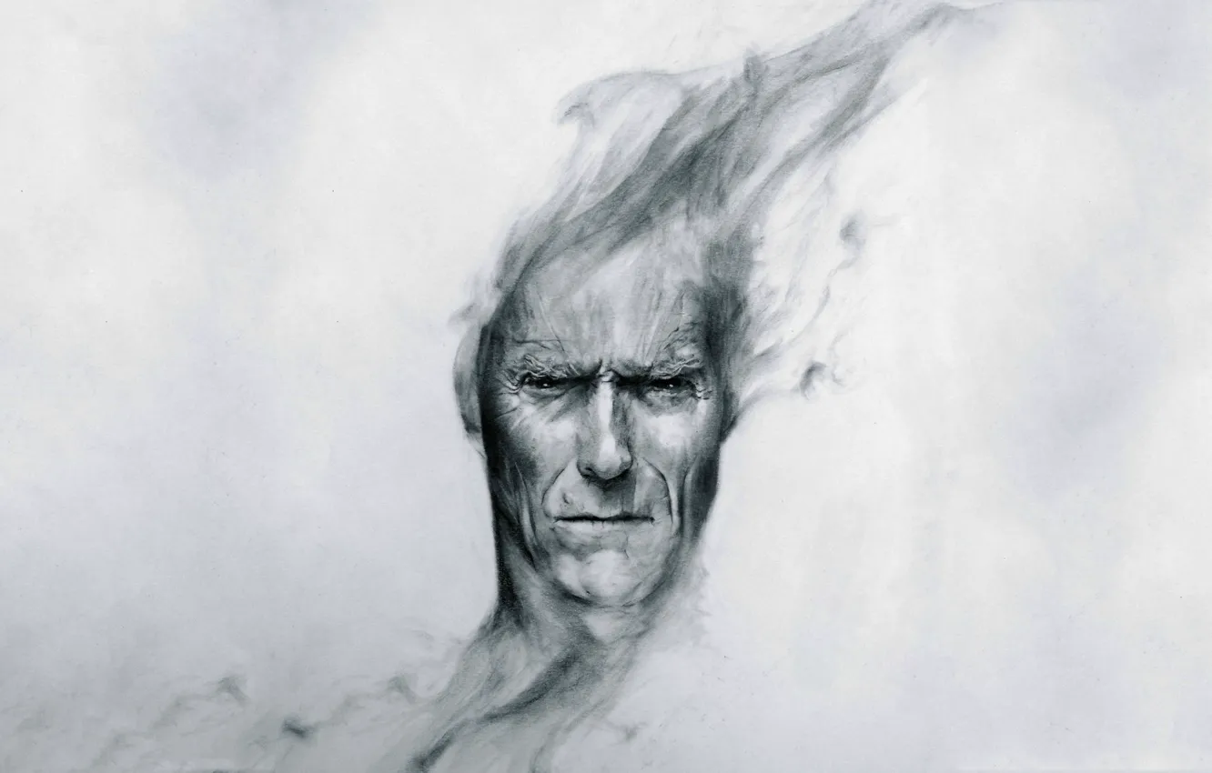 Photo wallpaper head, peer, art, Clint Eastwood, Clint Eastwood