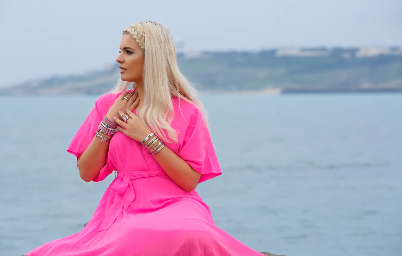 Photo wallpaper girl, decoration, face, background, hair, dress, profile, beauty