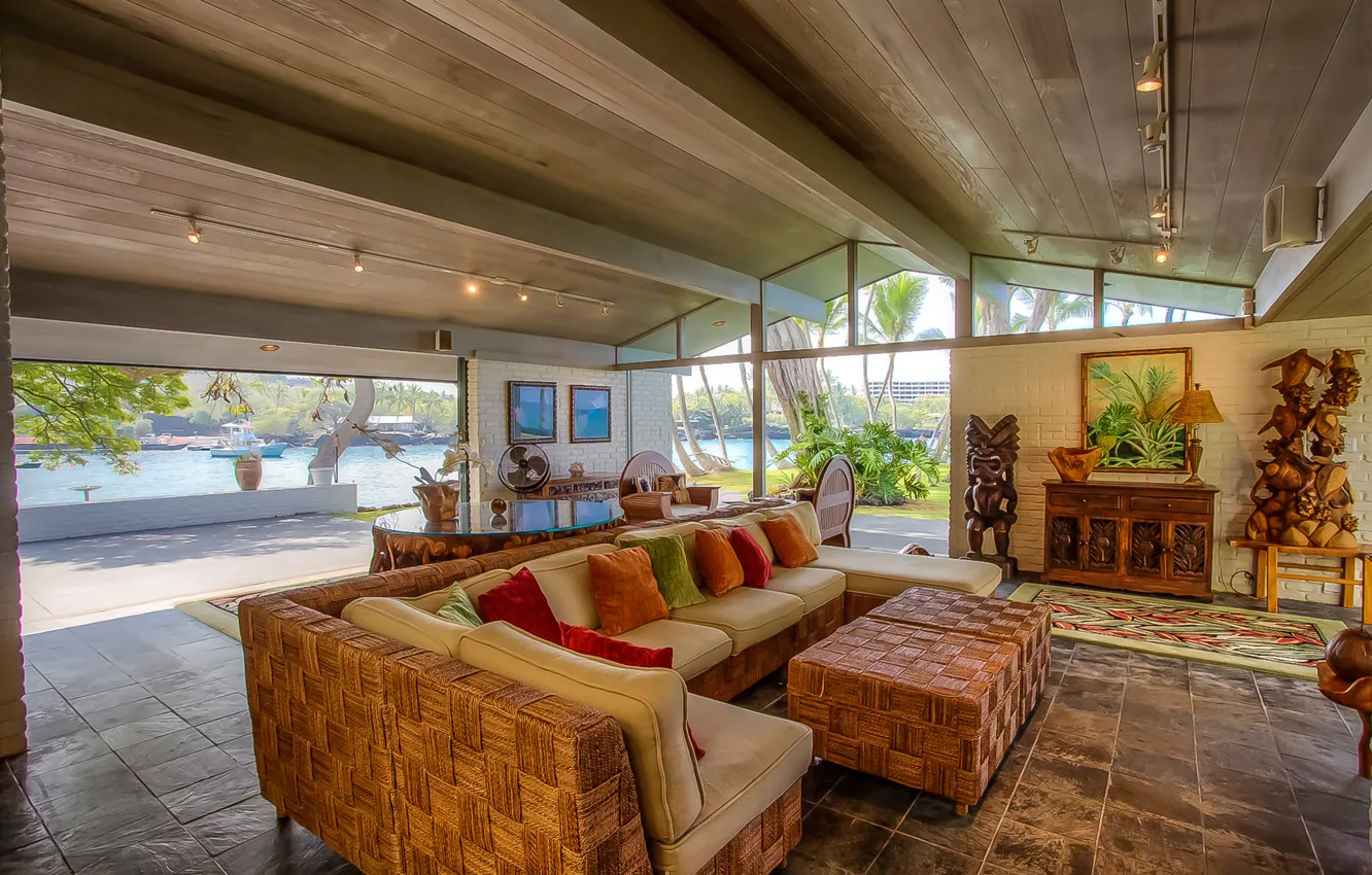 Photo wallpaper Pacific Ocean, Hawaii, living room, home, luxury, boat