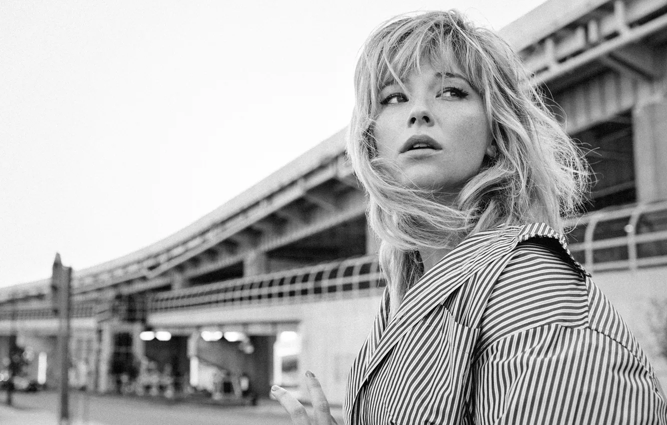 Photo wallpaper blonde, black and white, beauty, photoshoot, The Edit, 2016, Net-A-Porter, Haley Bennett