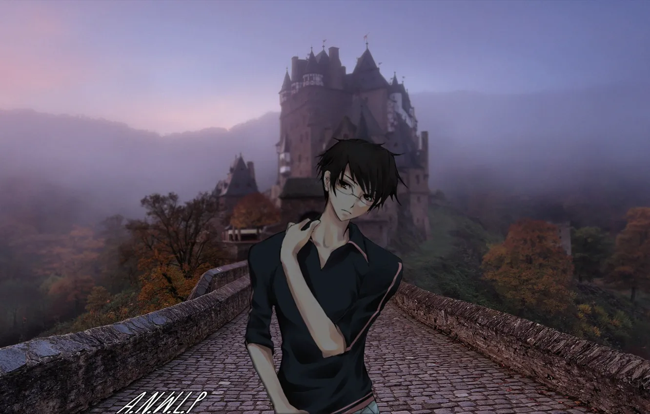 Photo wallpaper castle, anime, guy, anime, madskillz, anime guy, kun, the guy with the glasses