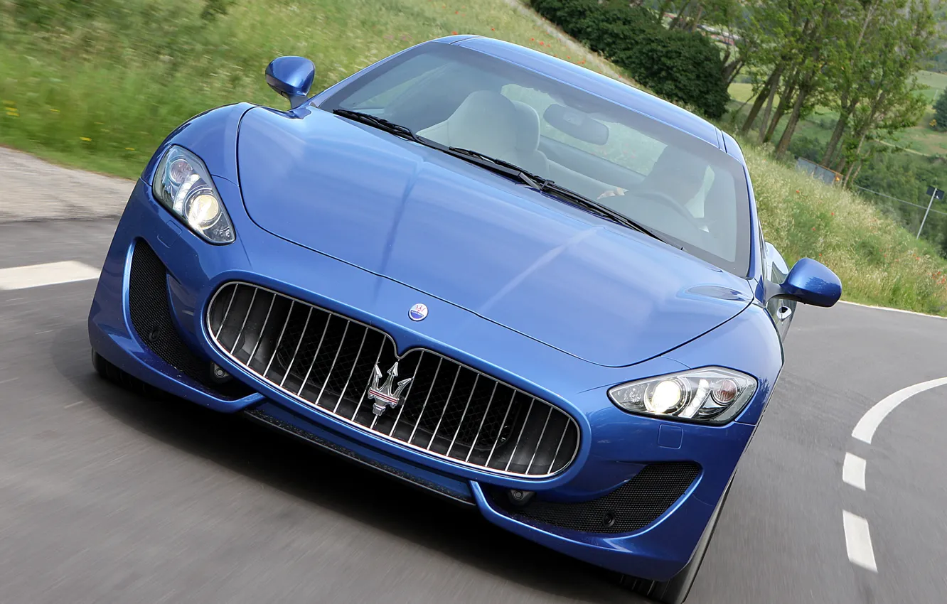 Photo wallpaper road, Maserati, GranTurismo, Maserati, the front, Sport