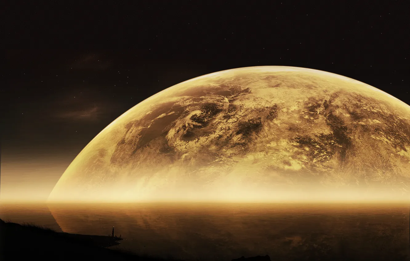 Photo wallpaper moon, big, planets, Sci Fi, edged