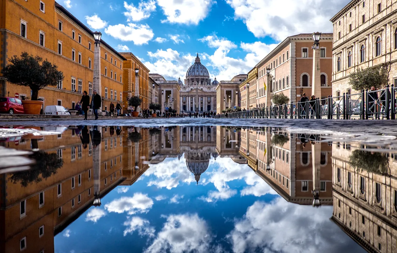 Photo wallpaper reflection, Rome, The Vatican, The Basilica of San Pietro, St. Peter's Cathedral, St. Peter's Basilica, …