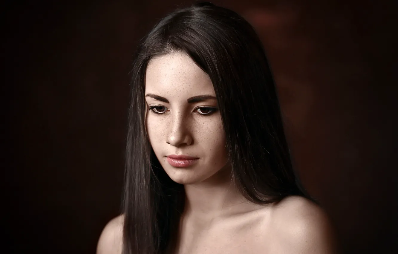 Photo wallpaper close-up, background, model, portrait, makeup, Alina, brunette, hairstyle