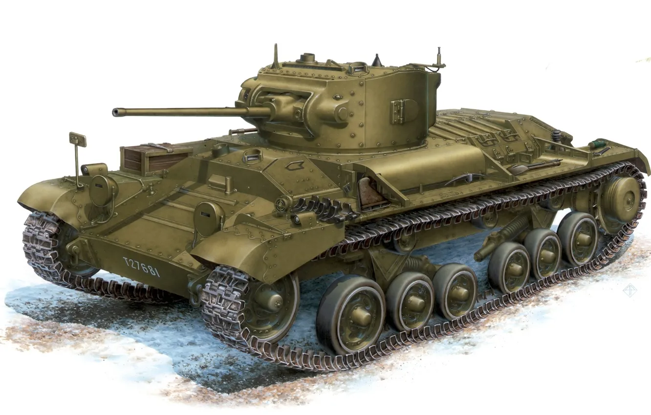 Photo wallpaper figure, easy, art, The second world war, Valentine, Valentine, Mk III, British infantry tank