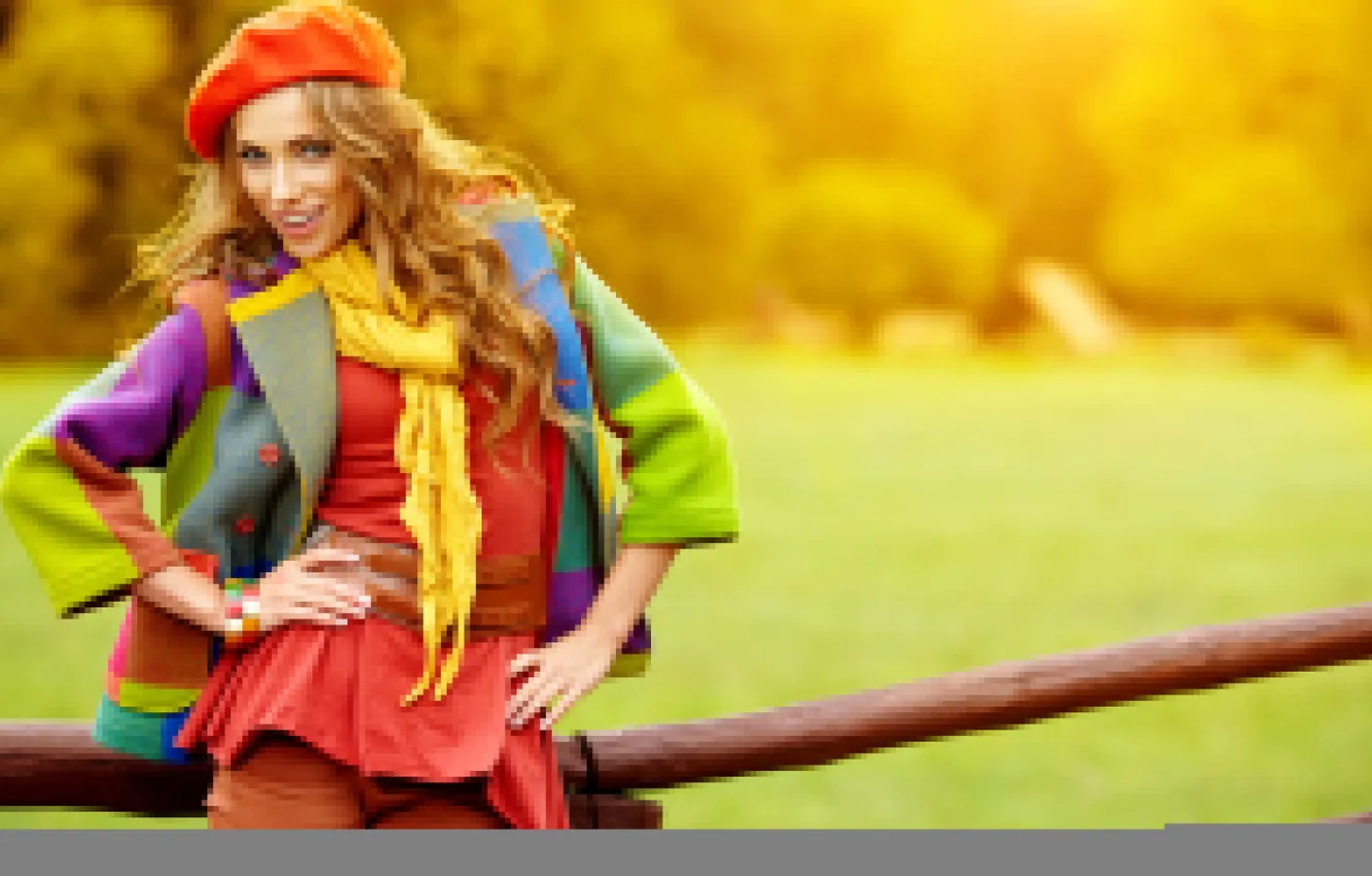 Photo wallpaper winter, autumn, model, blonde, clothing