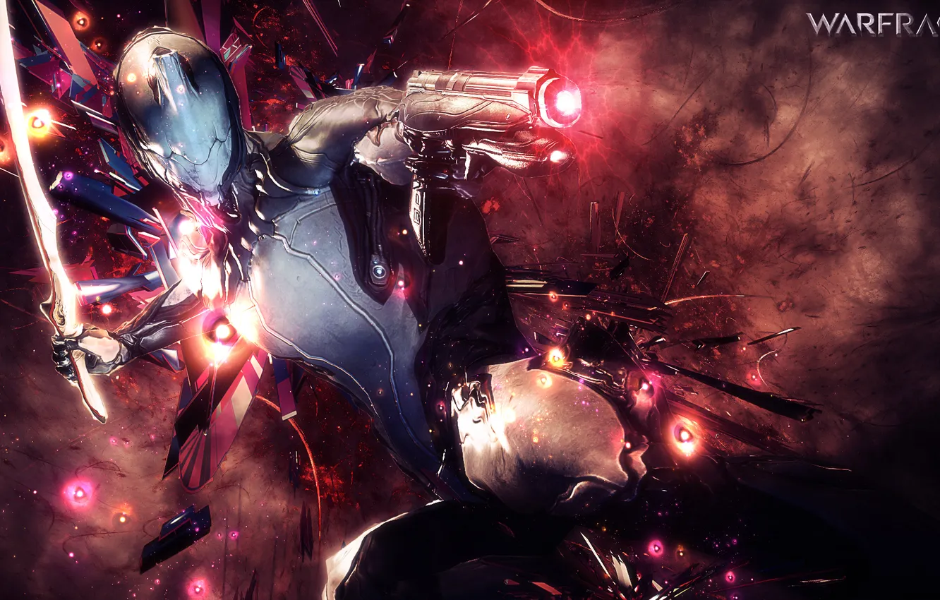 Photo wallpaper sword, gun, soldier, background, video games, Warframe