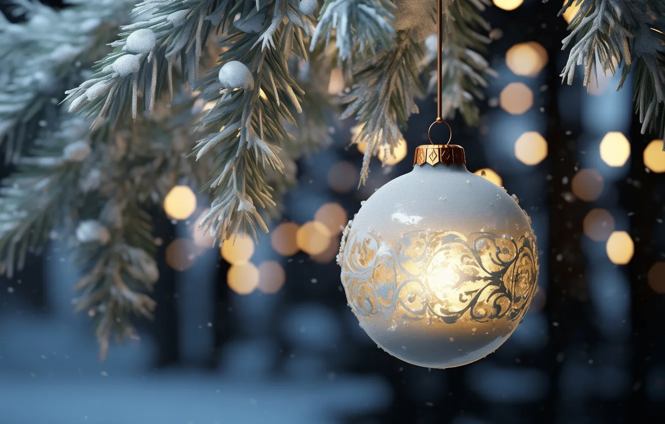 Photo wallpaper balls, toy, tree, bokeh, riverfox1