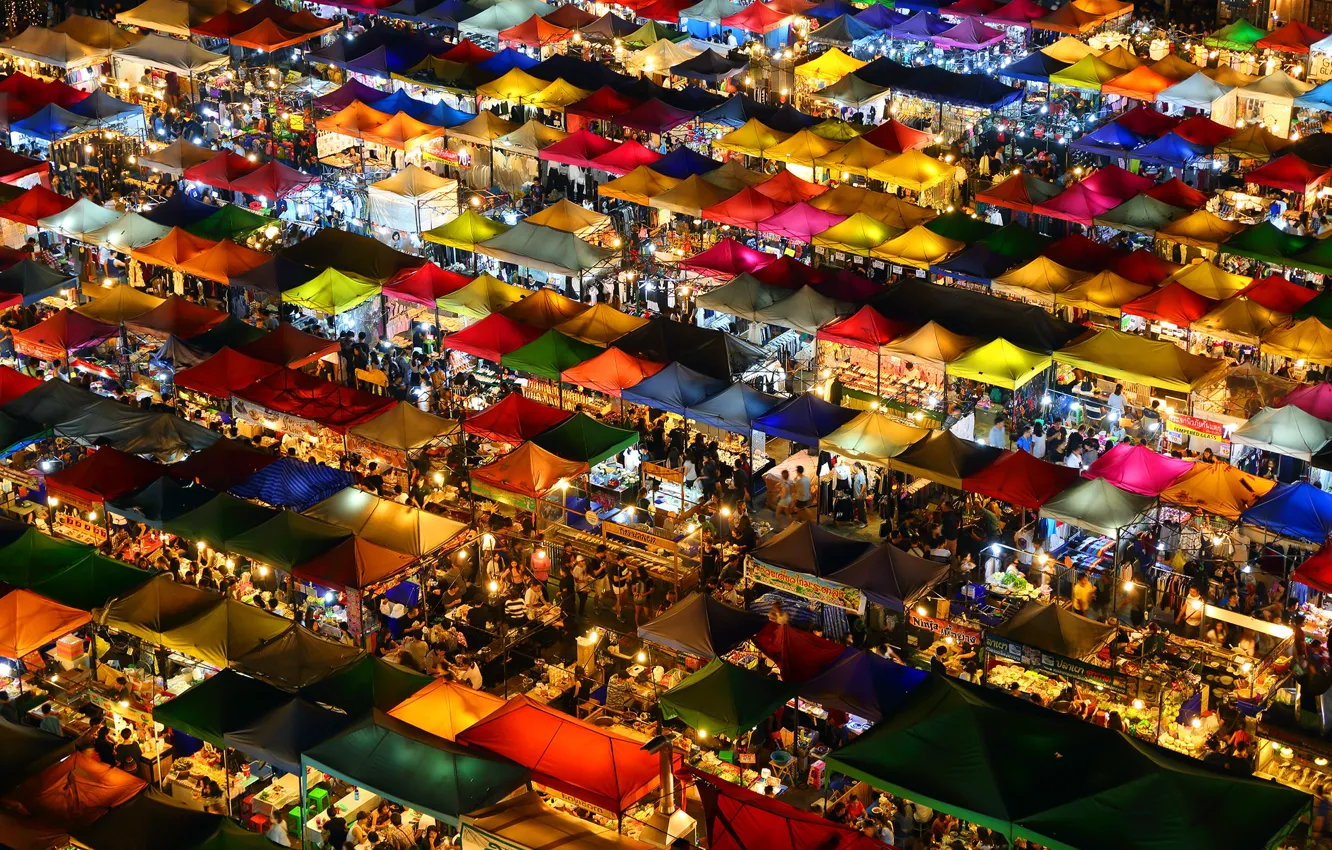 Photo wallpaper colors, night, stores, market, trade