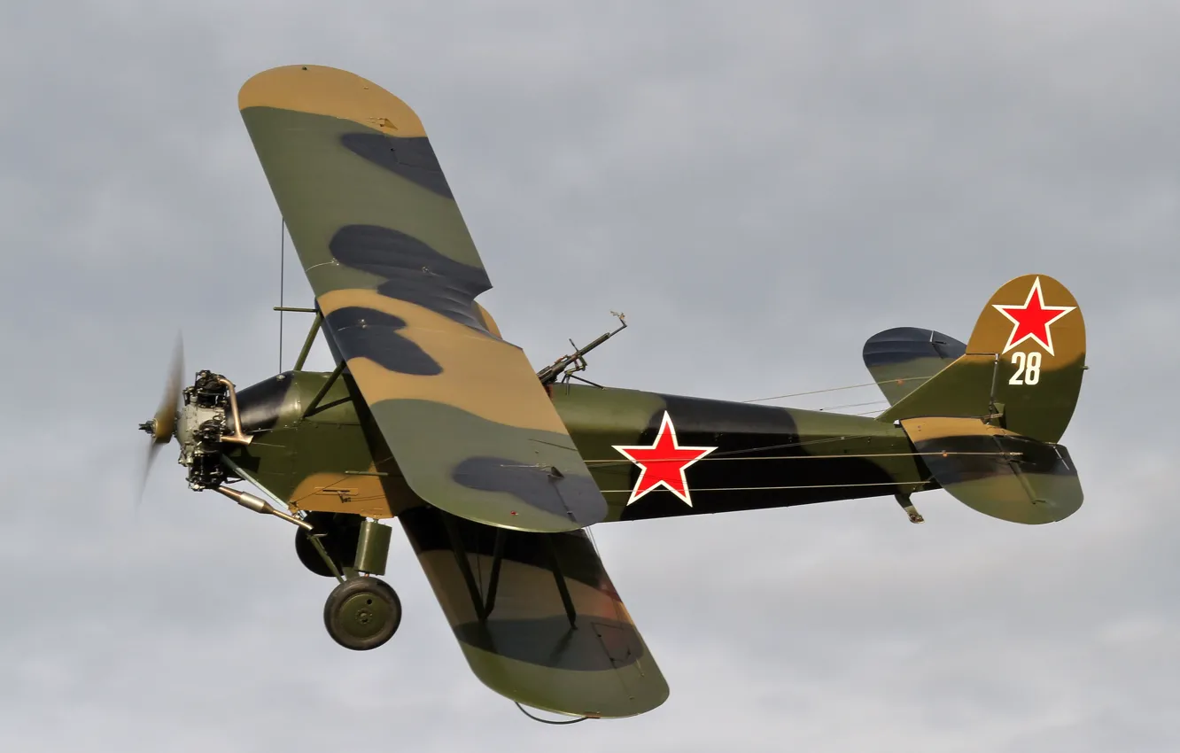 Photo wallpaper the sky, flight, multipurpose, biplane, Polikarpov, Po-2, U-2