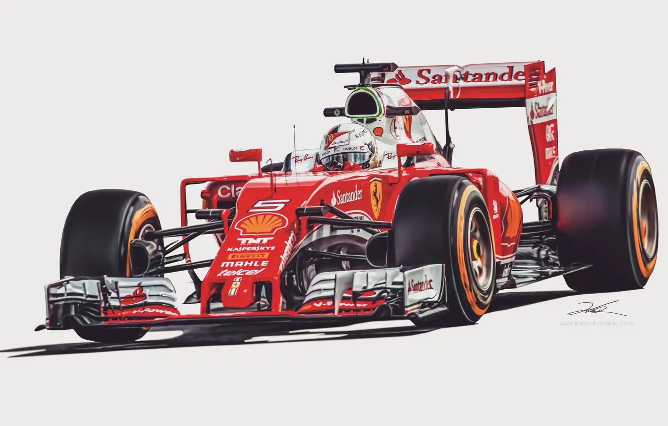 Photo wallpaper digital art, Sebastian Vettel, Ferrari
