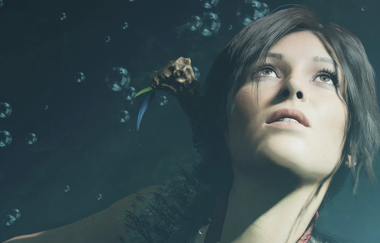 Photo wallpaper under water, 2018, Lara Croft, Adventure, Shadow of the Tomb Raider