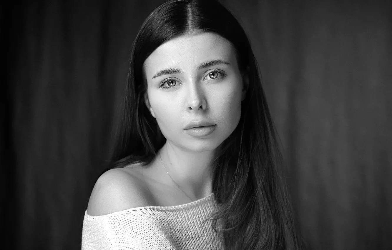 Photo wallpaper look, portrait, black and white, Anya, Alexander Mindru