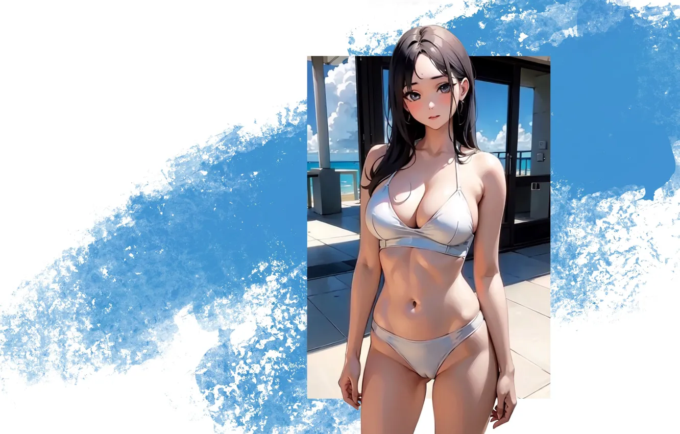 Photo wallpaper girl, hot, sexy, boobs, anime, pretty, breasts, babe