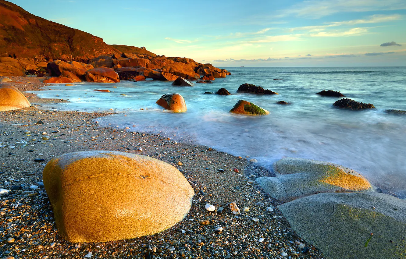 Photo wallpaper sea, the sky, stones, rocks