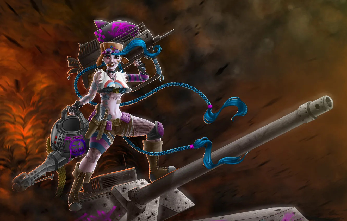 Photo wallpaper girl, tank, League of Legends, LoL, Jinx, Loose Cannon