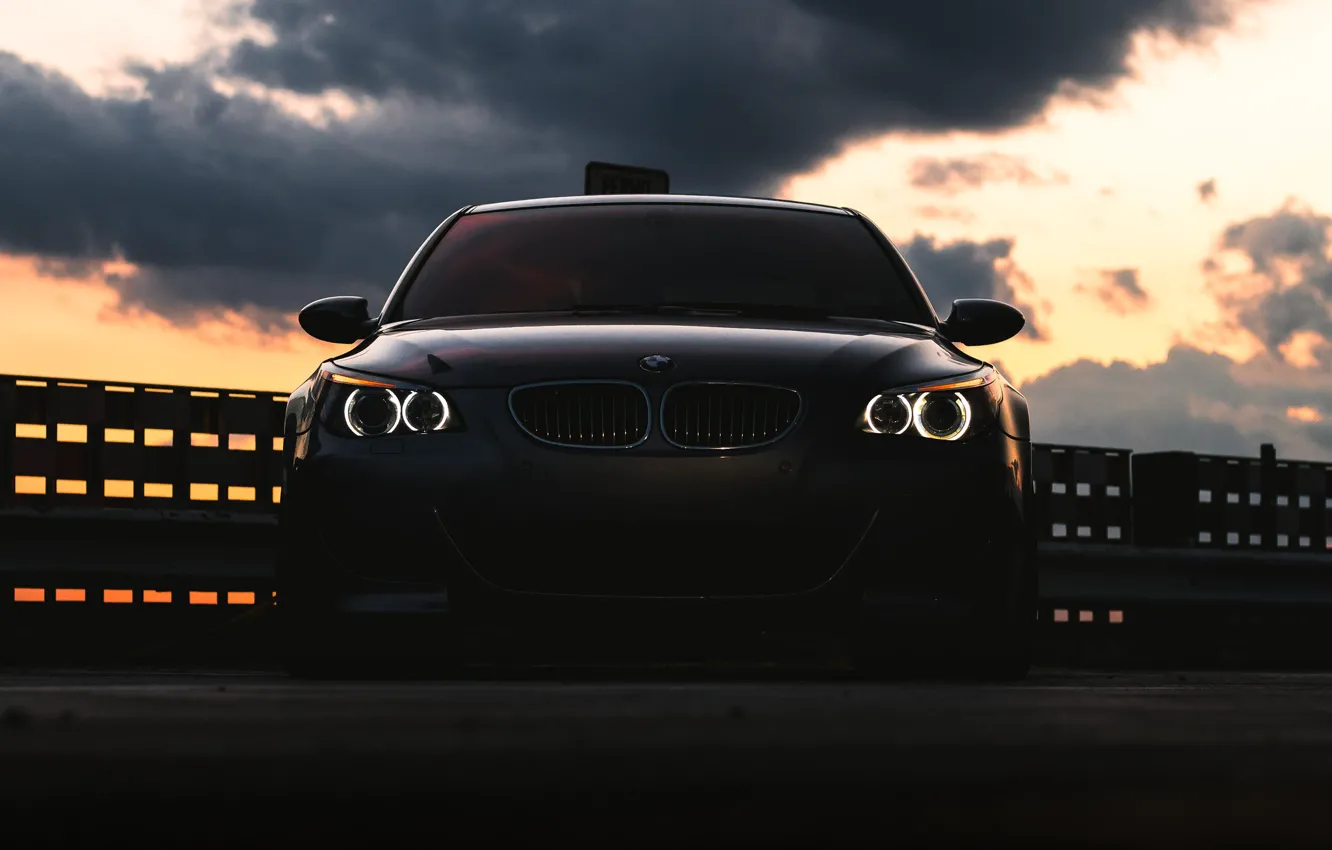 Photo wallpaper BMW, Light, E60, Silver, Angel eyes