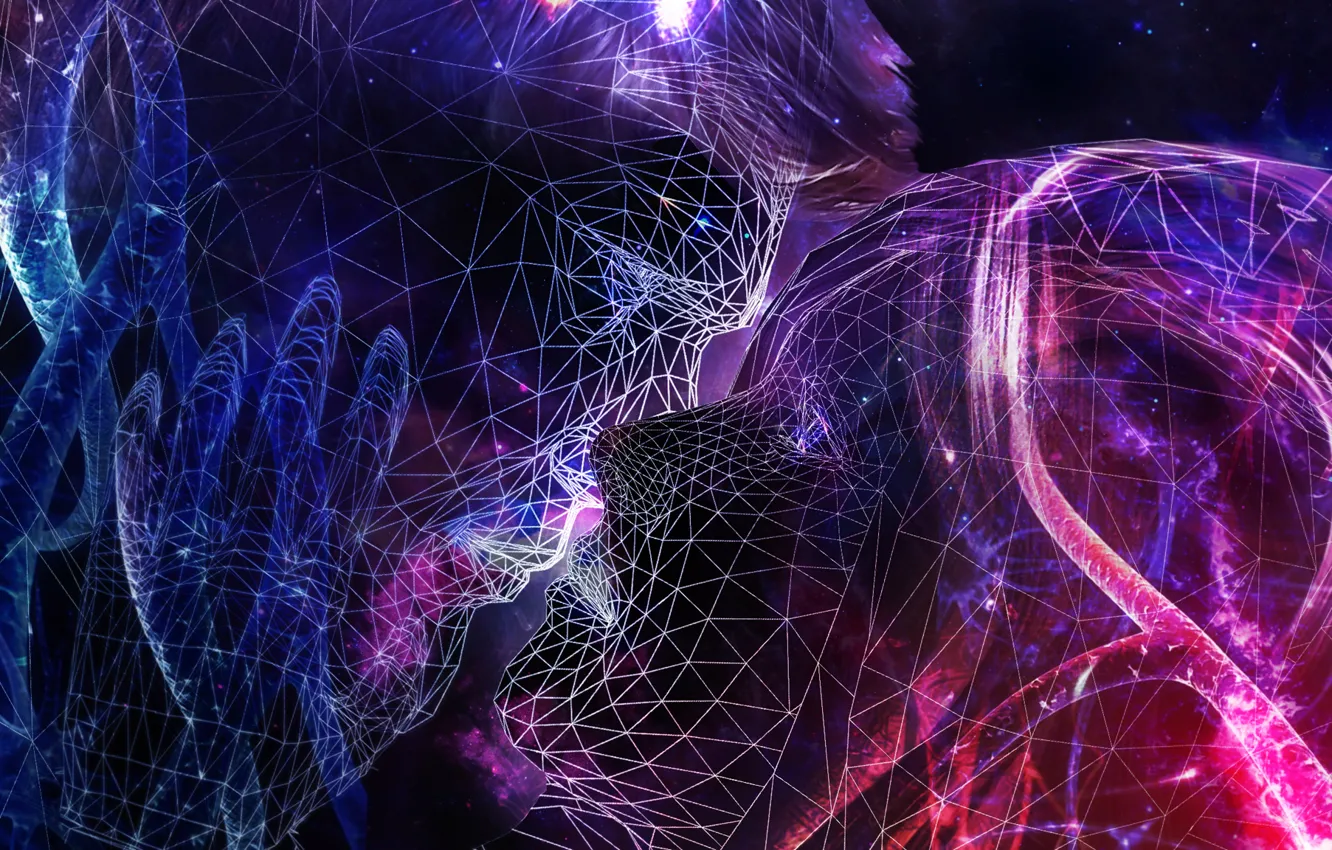 Photo wallpaper line, face, kiss