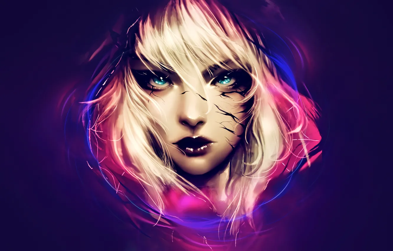 Photo wallpaper look, girl, blonde, girl, horror, horror, look, blonde