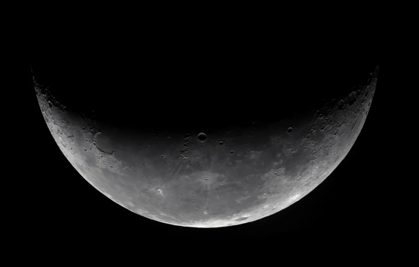 Photo wallpaper surface, the moon, satellite, silhouette