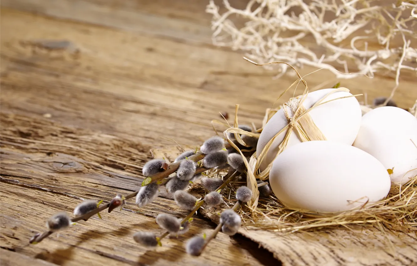 Photo wallpaper eggs, Easter, Verba, eggs, easter, willow twig