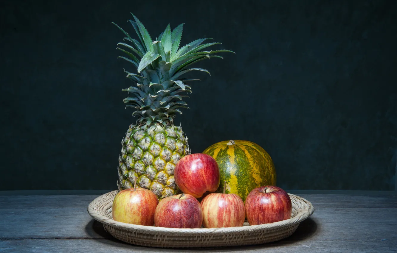 Photo wallpaper apples, watermelon, pineapple