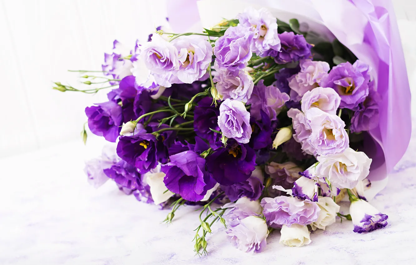 Photo wallpaper flowers, bouquet, eustoma, Timolina