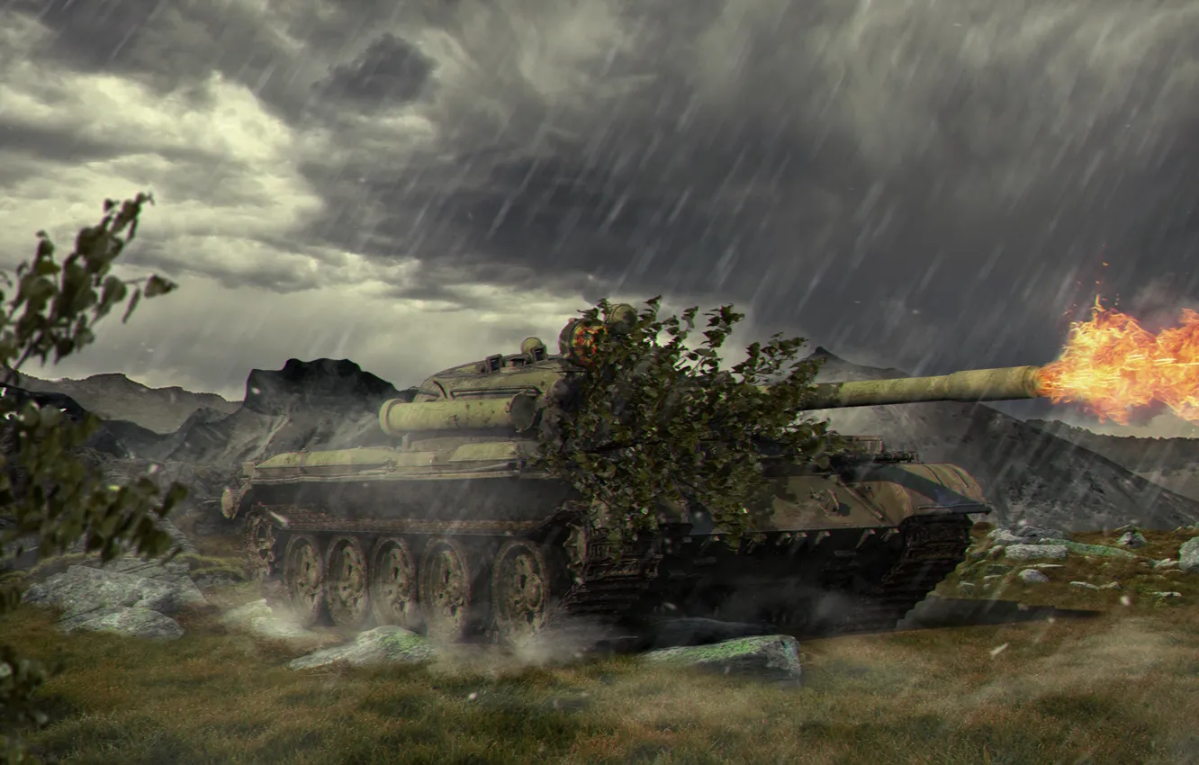 Photo wallpaper Game, game, Tank, weapon, world of tanks, tank, World Of Tanks, T-55