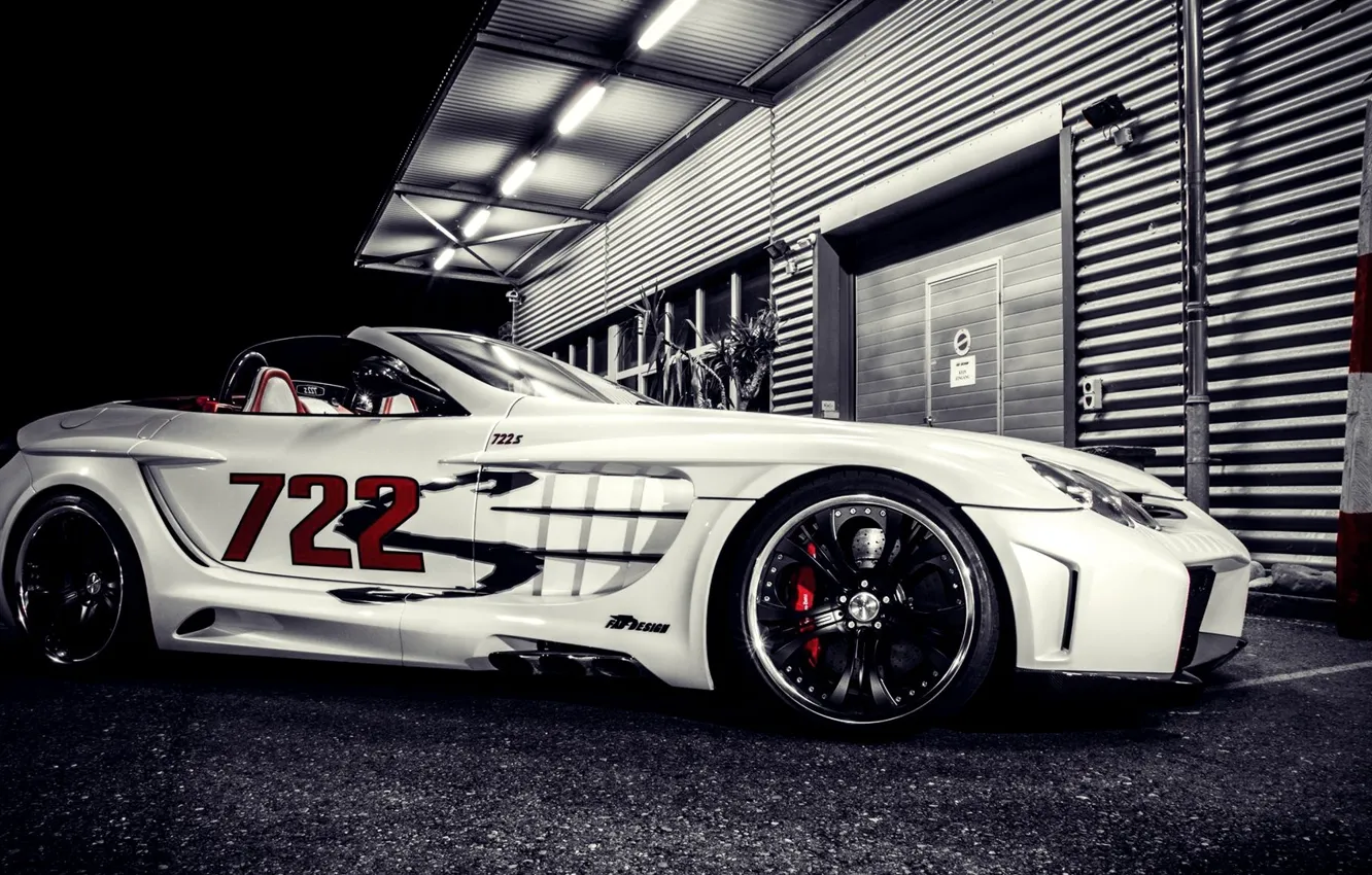 Photo wallpaper night, tuning, supercar, Mercedes, mercedes benz slr mclaren