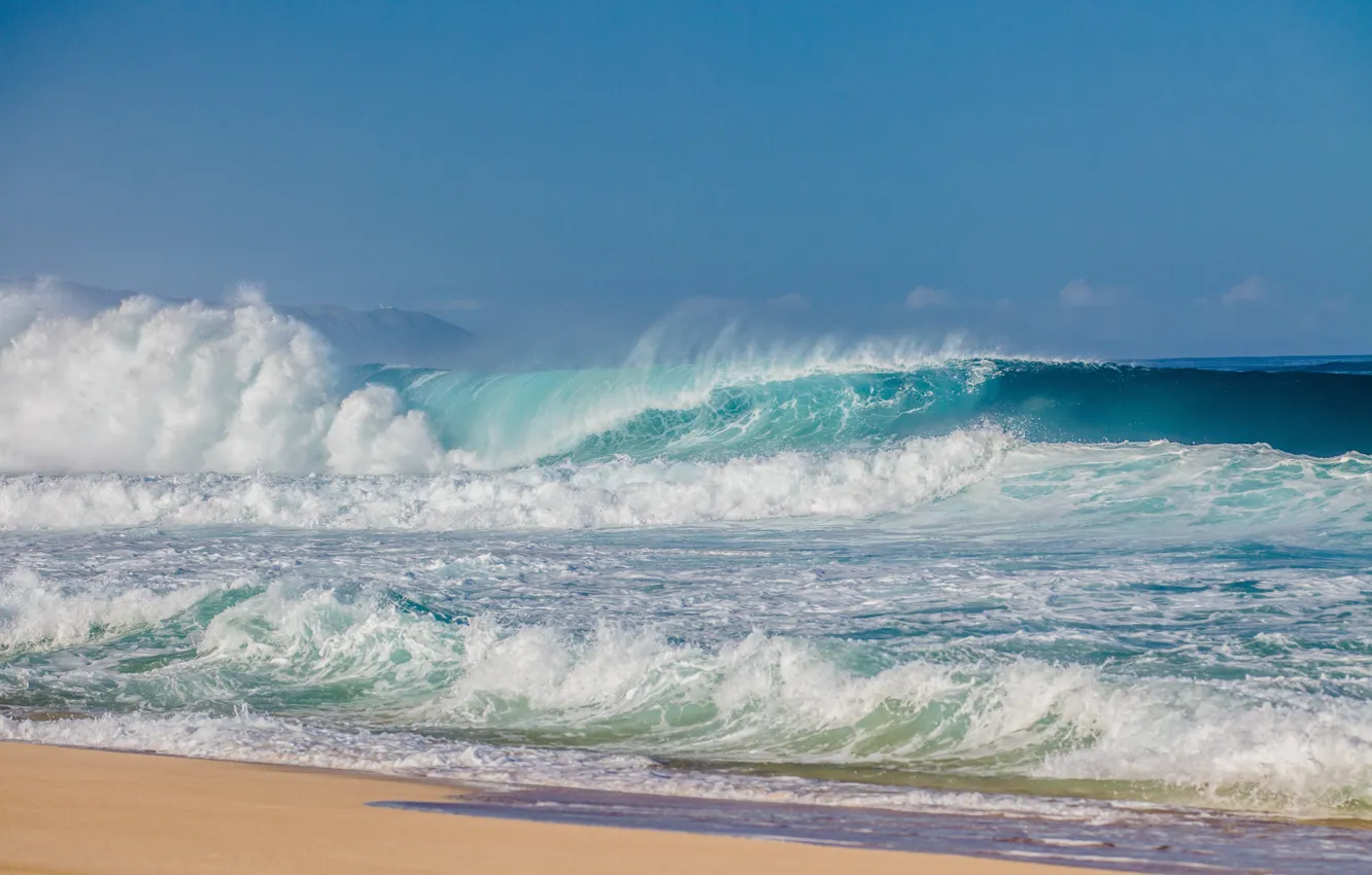 Photo wallpaper sea, wave, beach, shore, beach, sea, ocean, seascape