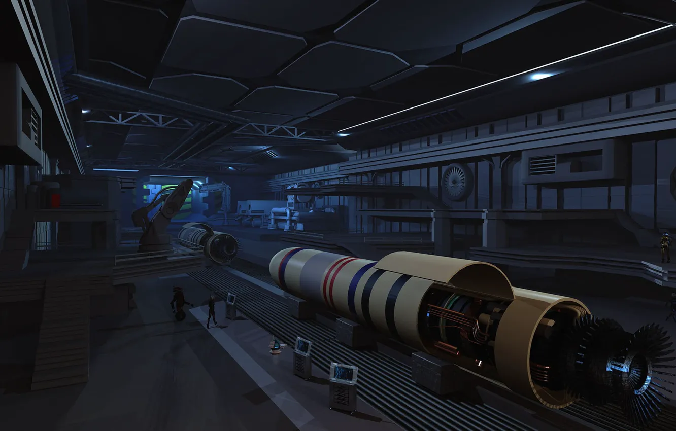 Photo wallpaper station, hangar, camera, station halo, Threw 3579