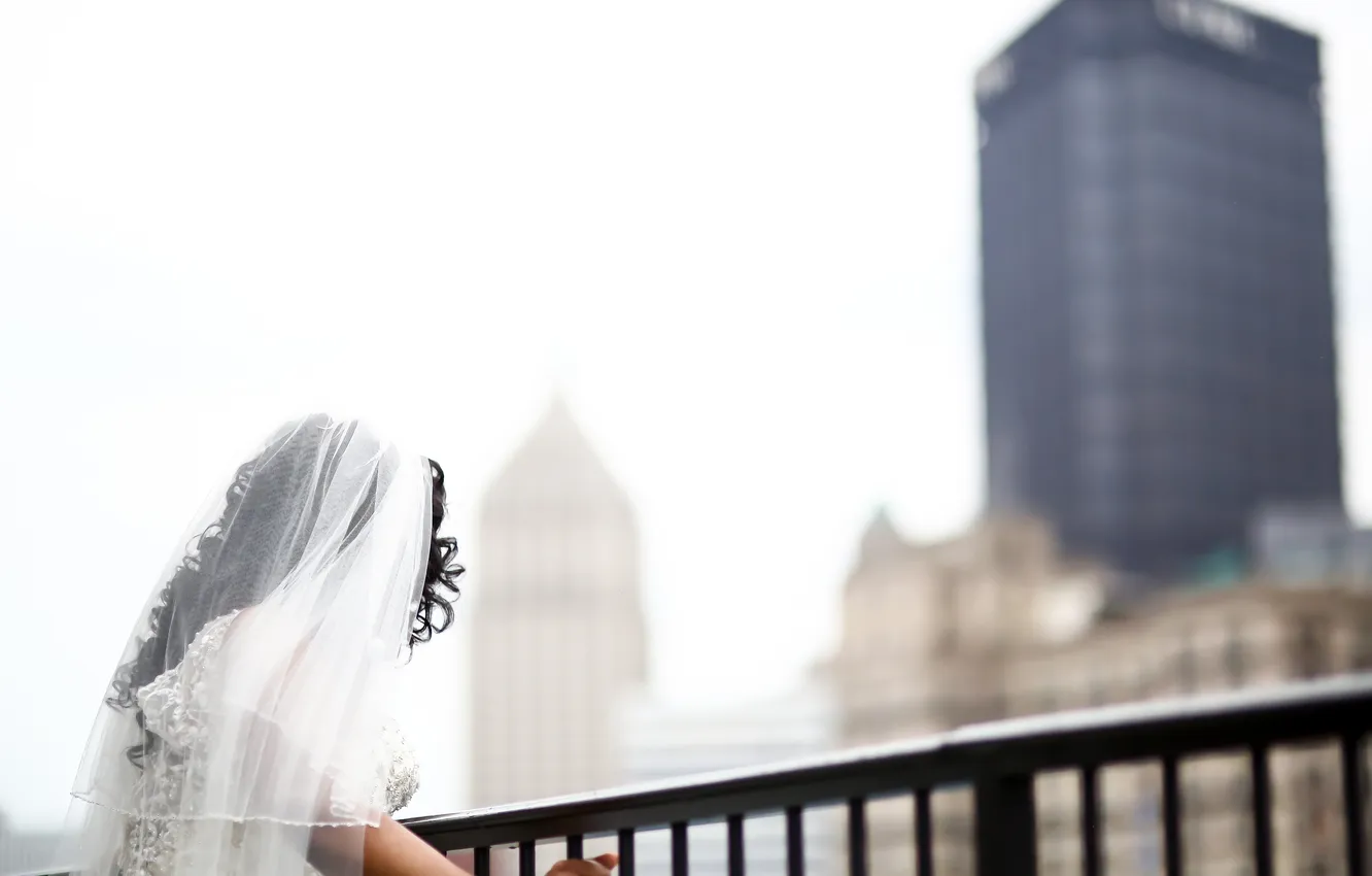 Photo wallpaper girl, brunette, the bride, veil