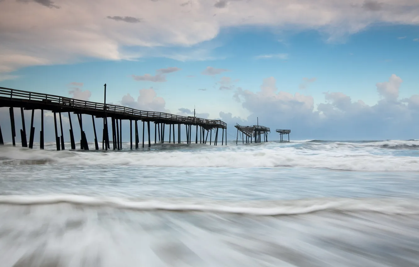 Photo wallpaper sea, landscape, bridge