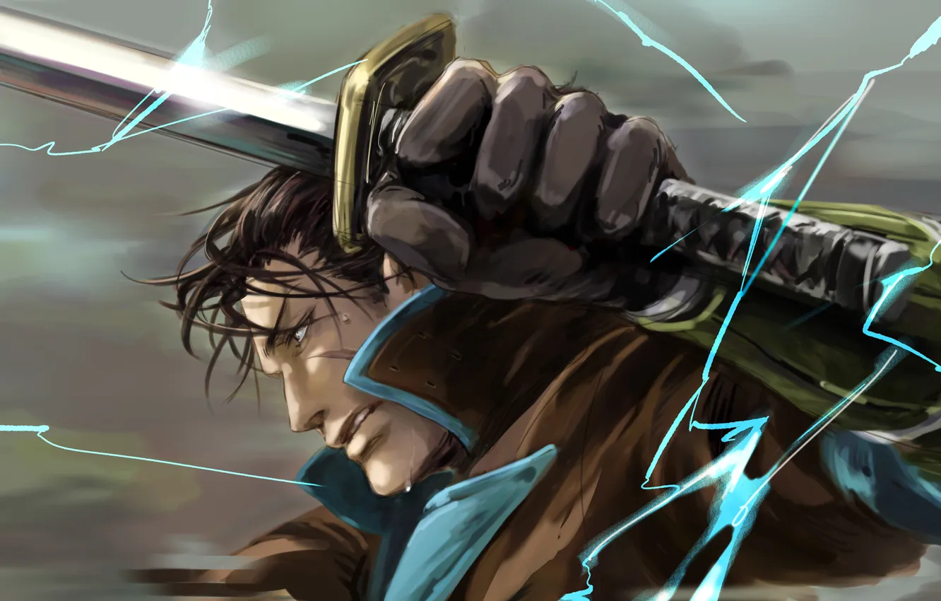 Photo wallpaper katana, male, Sengoku Basara, katakura