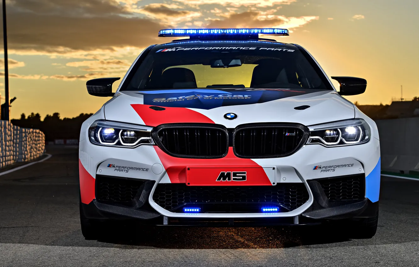 Photo wallpaper front view, MotoGP, 2018, flashers, Safety Car, BMW M5
