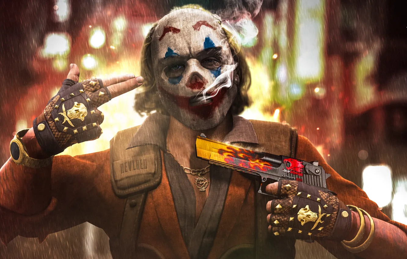 Photo wallpaper wallpaper, Joker, artwork, csgo, 4K Wallpaper, ibuypower, Deagle