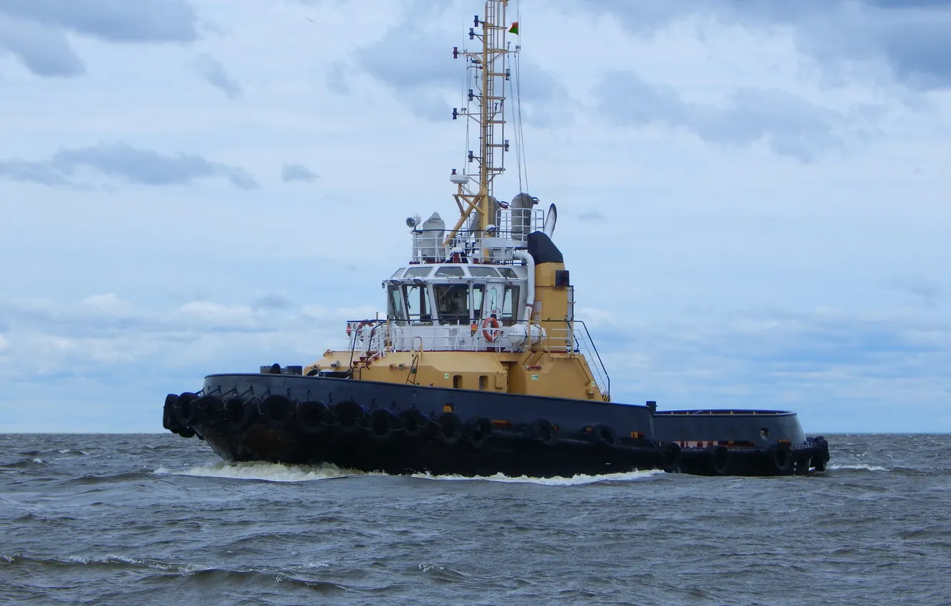 Photo wallpaper sea, the sky, tug