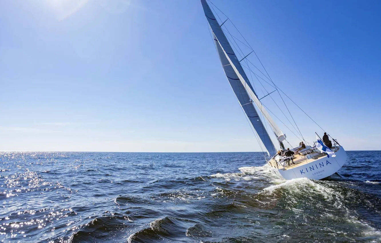 Photo wallpaper sea, the sun, the way, movement, the wind, yacht, sail, the reflection
