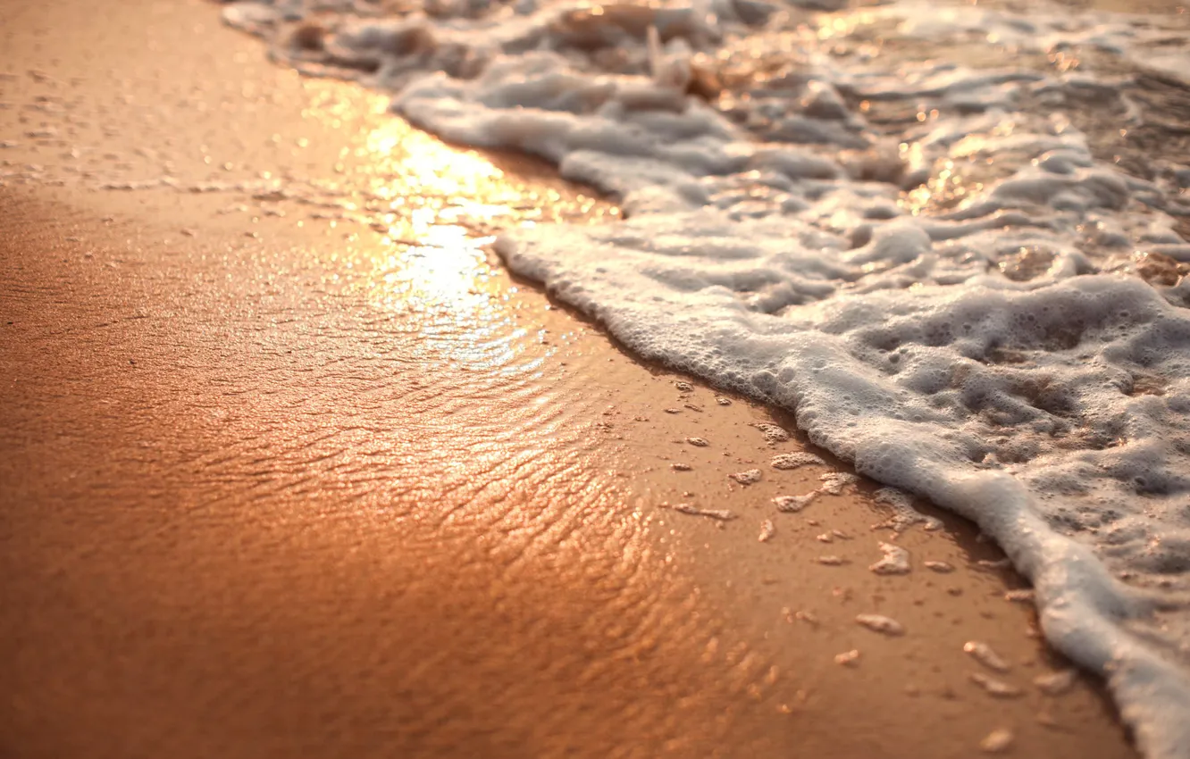 Photo wallpaper sand, beach, foam