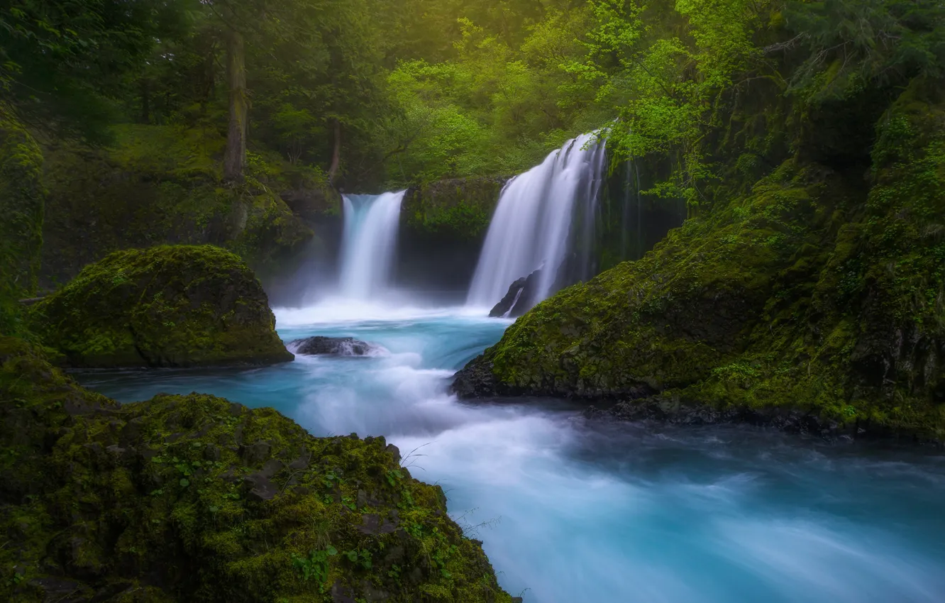 Photo wallpaper river, waterfall, Washington, USA, Colombia, state
