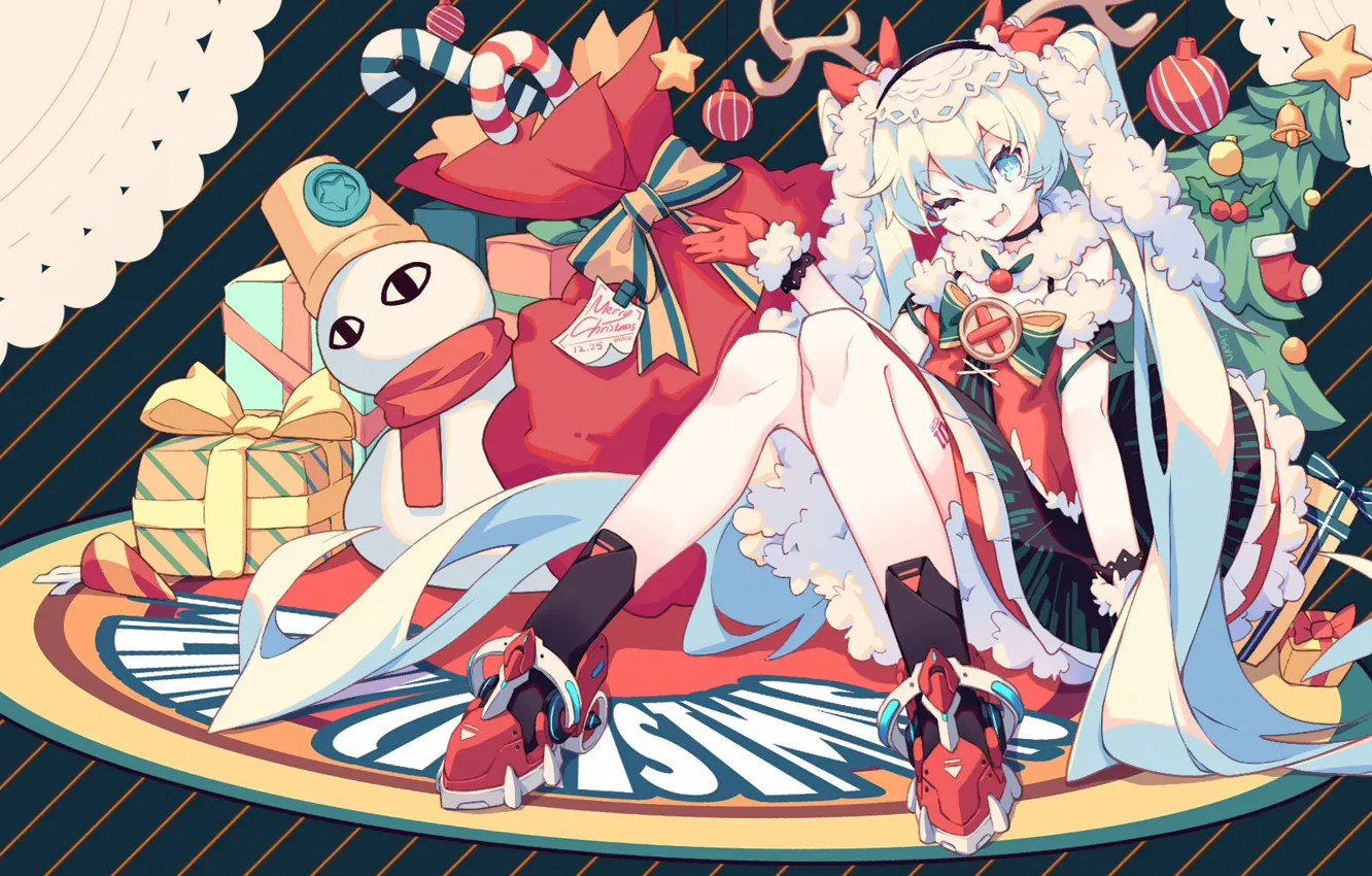 Photo wallpaper smile, anime, art, girl, vocaloid, hatsune miku