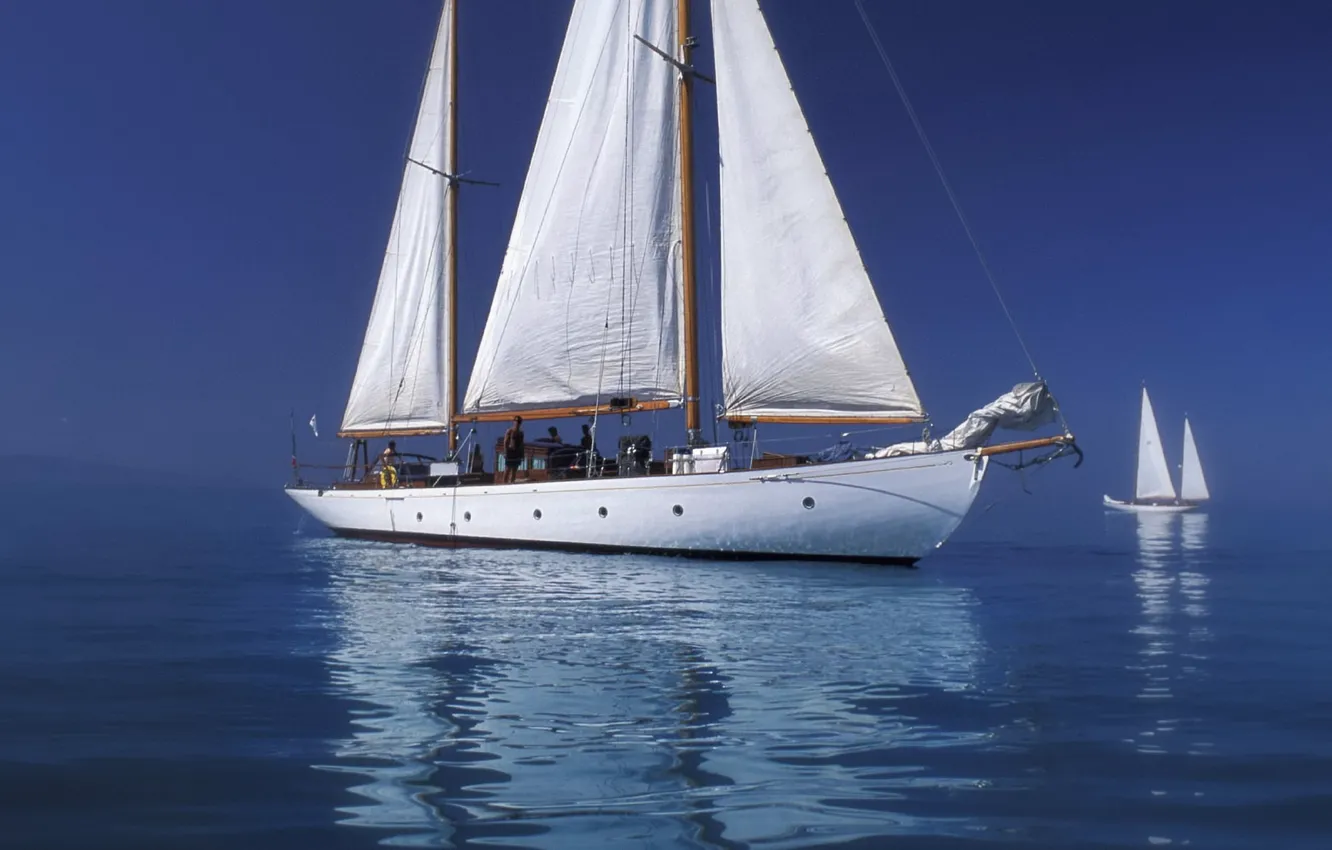 Photo wallpaper sea, blue, yacht
