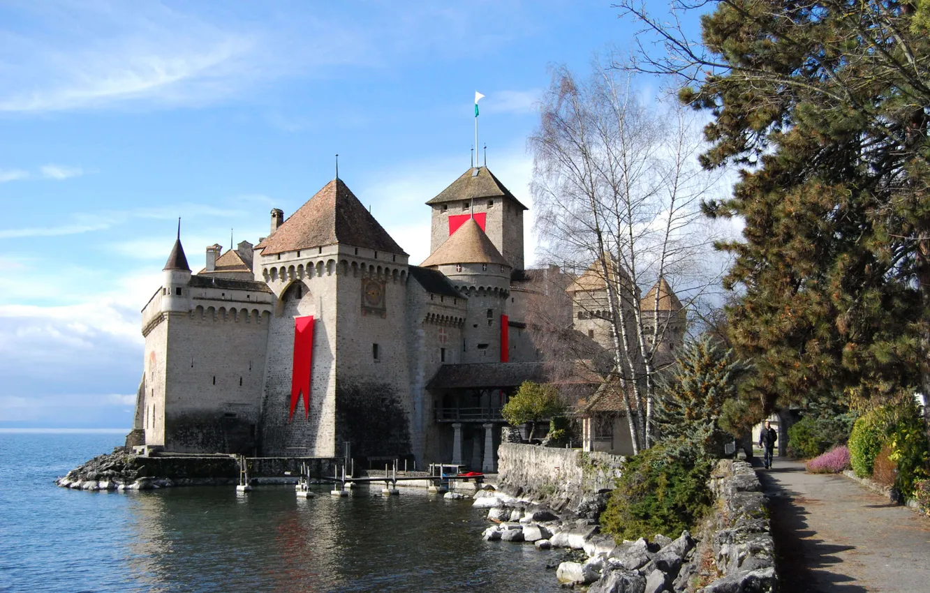 Photo wallpaper nature, photo, monument, Museum, prison, Chillon castle