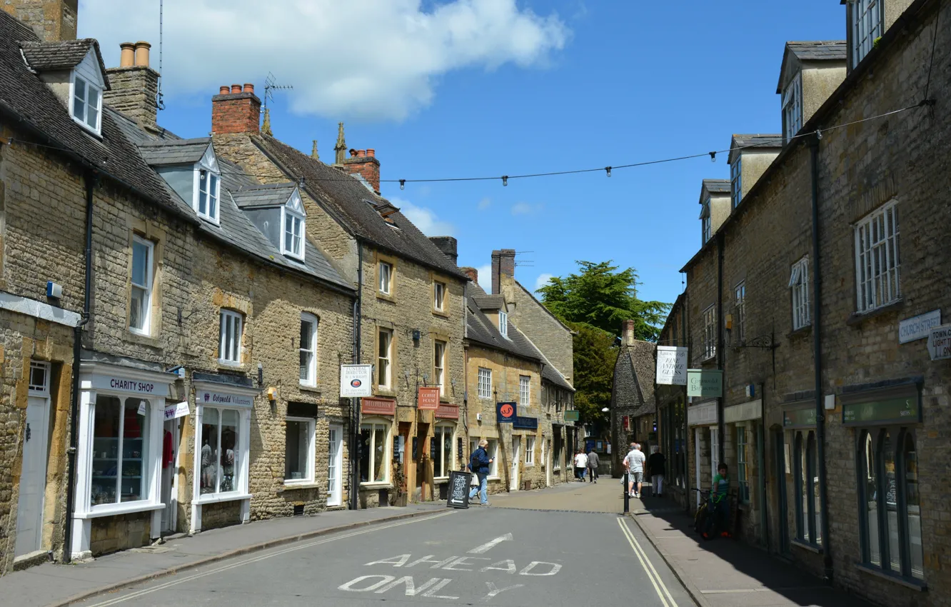 Photo wallpaper road, the city, England, building, England, UK, Stow-on-the-wold, Stow-on-the-Wold