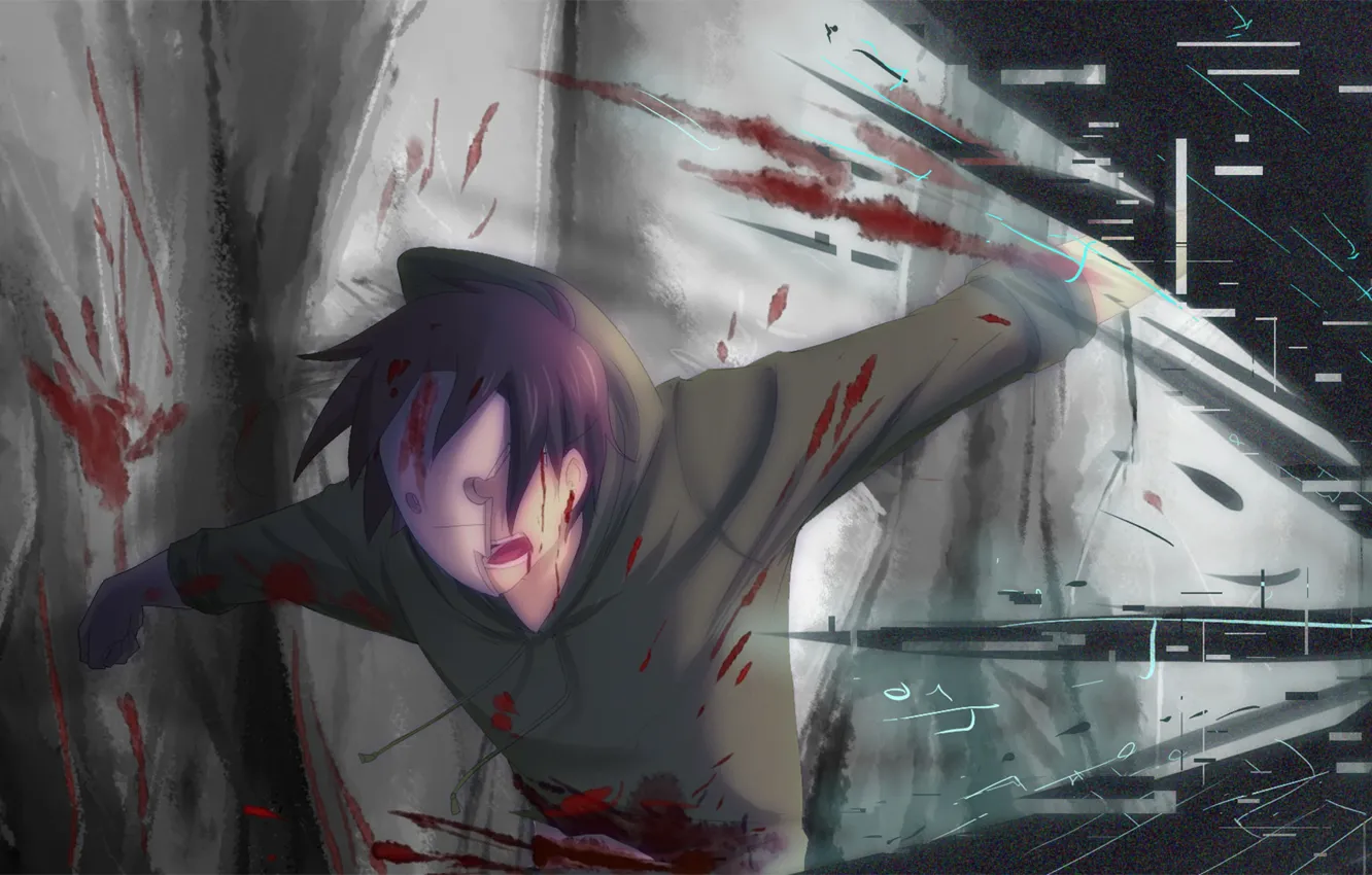 Photo wallpaper blood, mask, art, pain