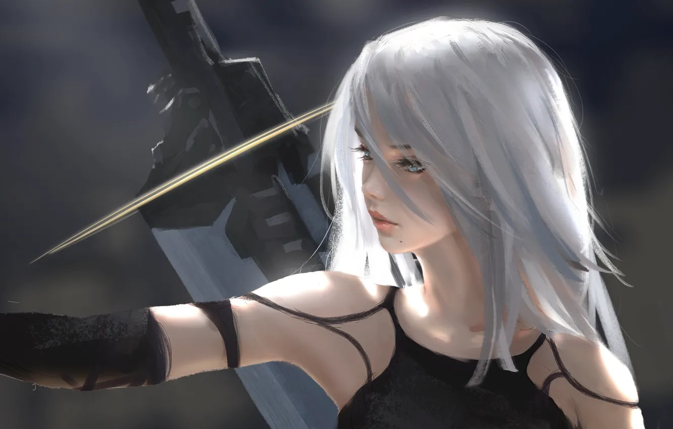 Photo wallpaper blue eyes, Square Enix, Platinum Games, computer game, blonde beauty, Nier Automata, android girl, Nier …
