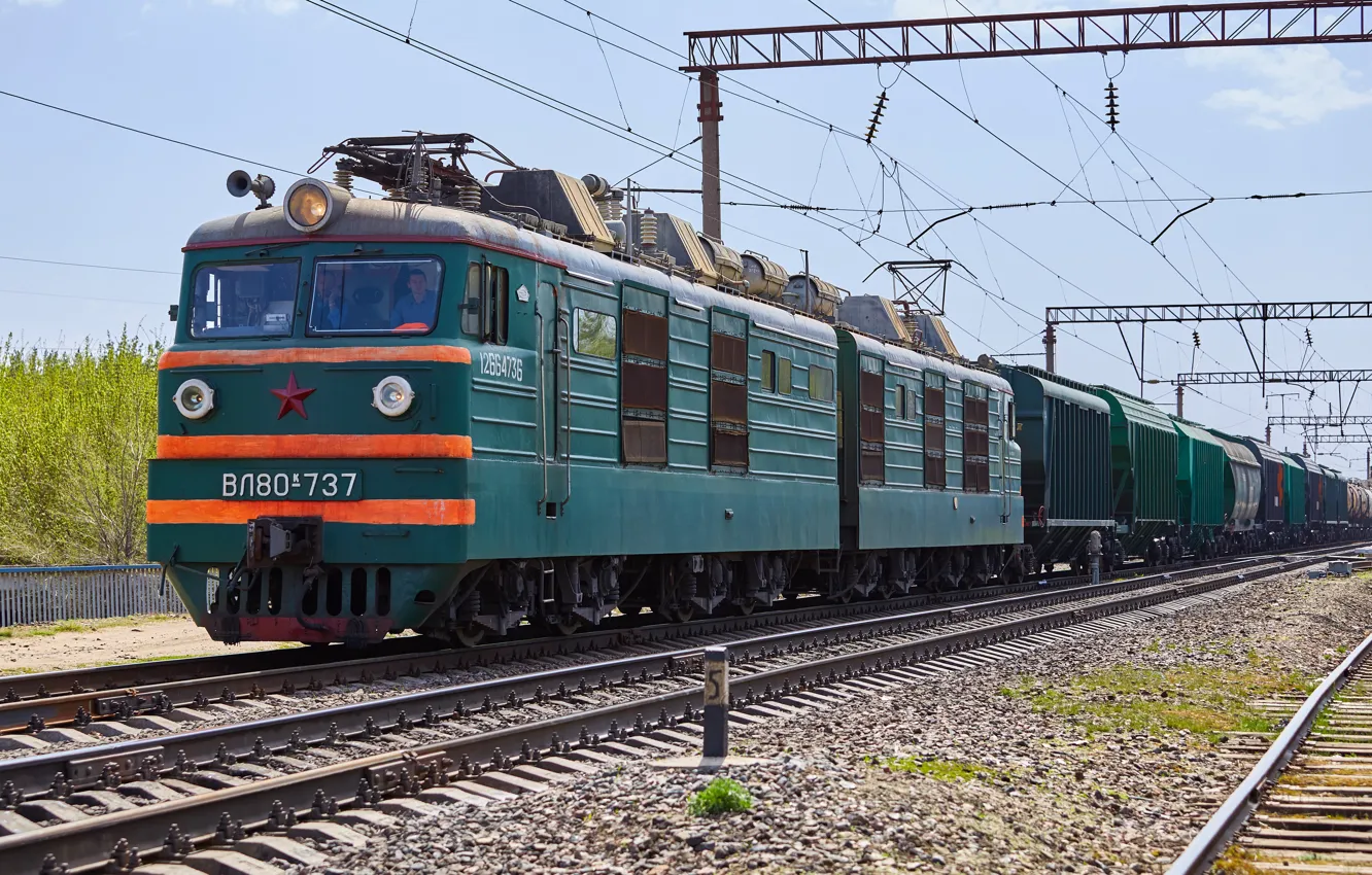 Photo wallpaper Locomotive, Train, Electric, ВЛ80К
