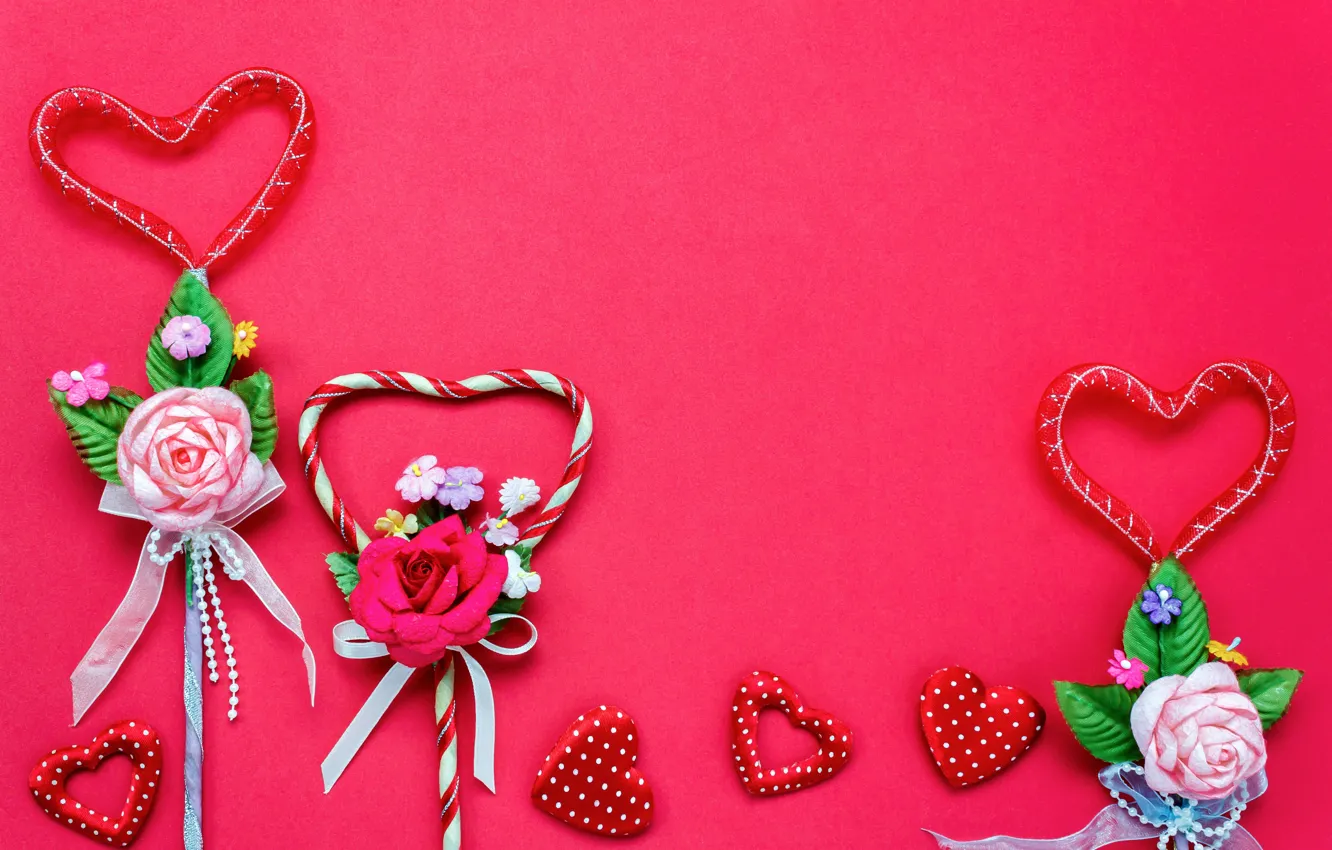 Photo wallpaper flowers, holiday, hearts, love, Valentine's day
